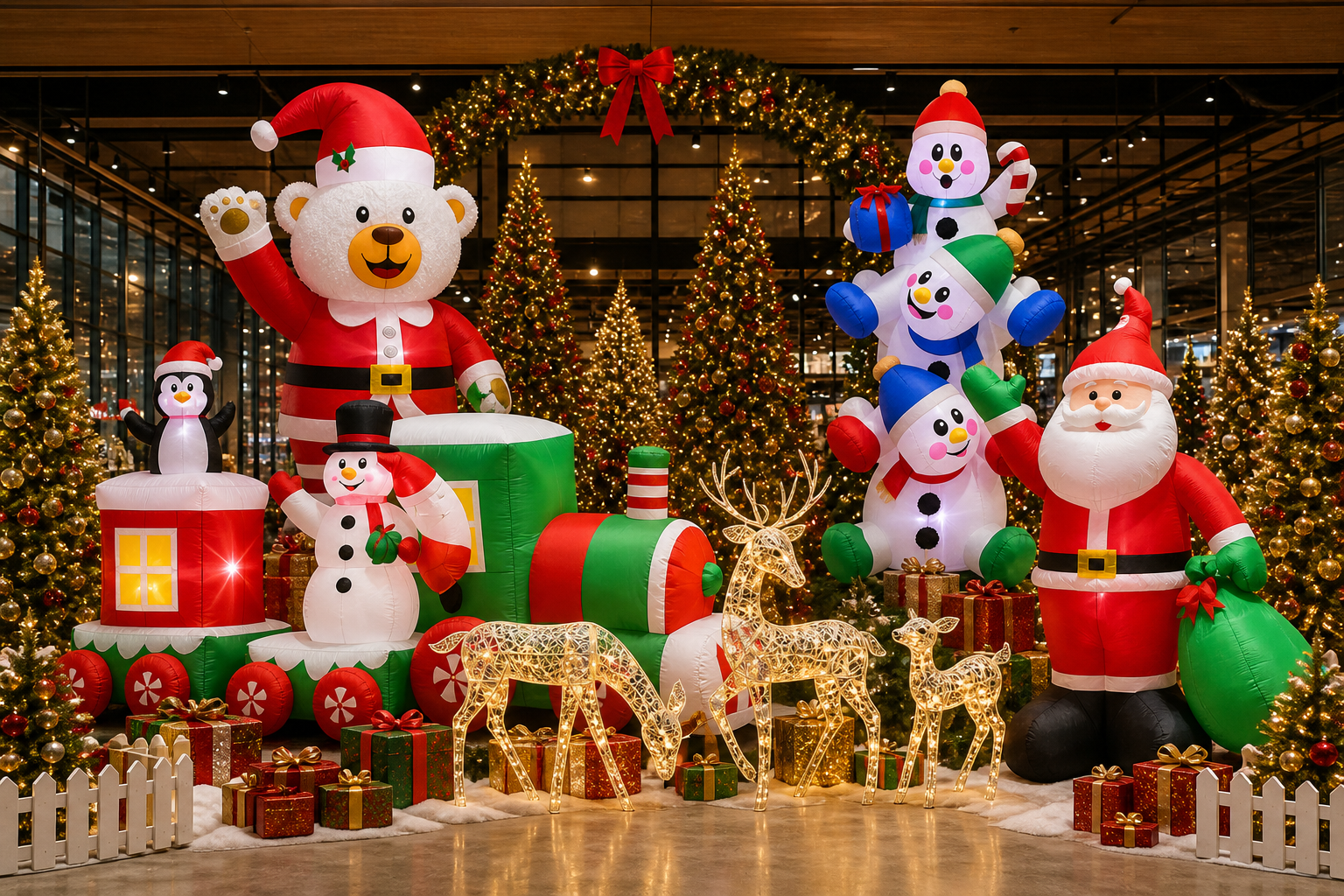 Exposition complète avec les modèles de gonflables de Noël sélectionnés