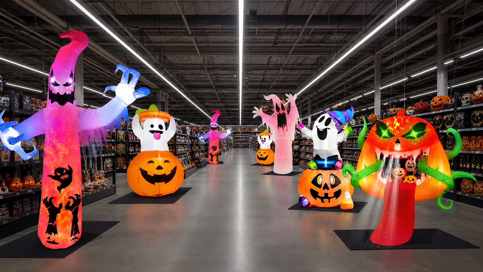 Nouvelle allée immersive de spectres et citrouilles gonflables à taille réelle